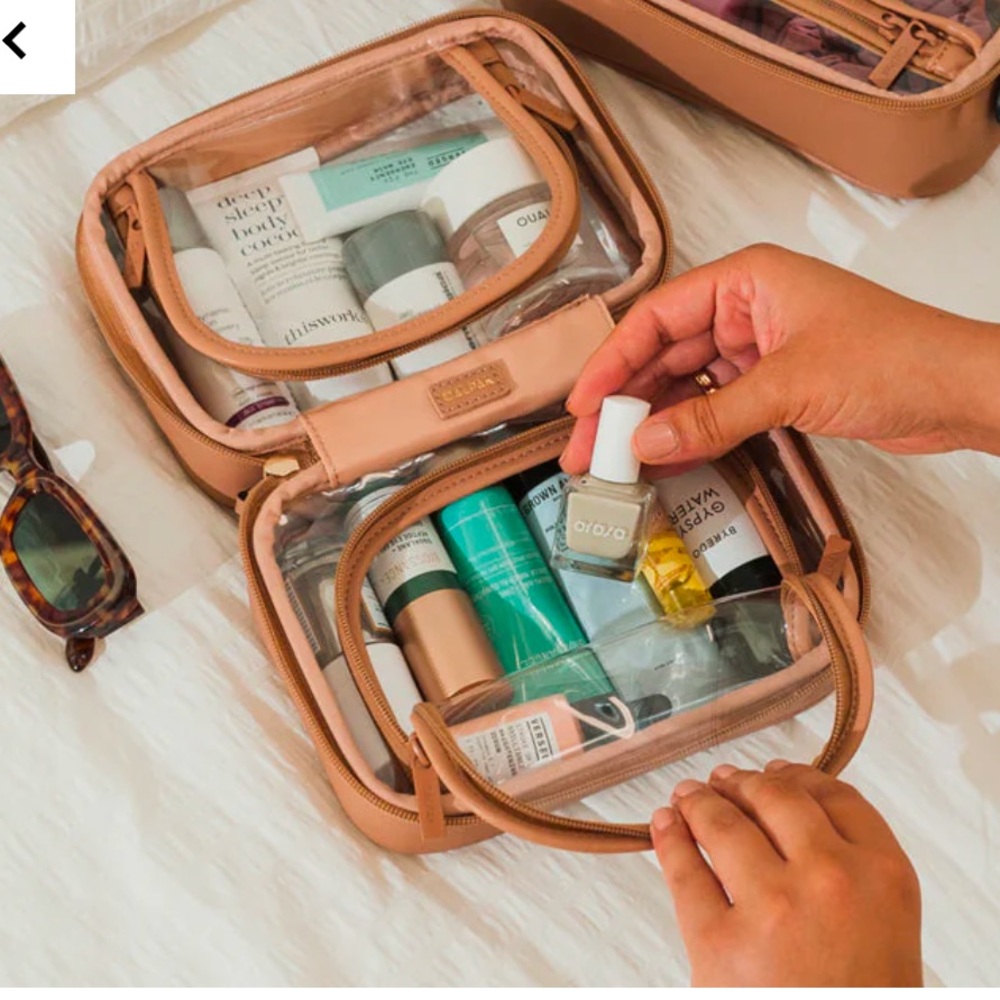Calpak Small Clear Cosmetics Case - brown toiletry bag